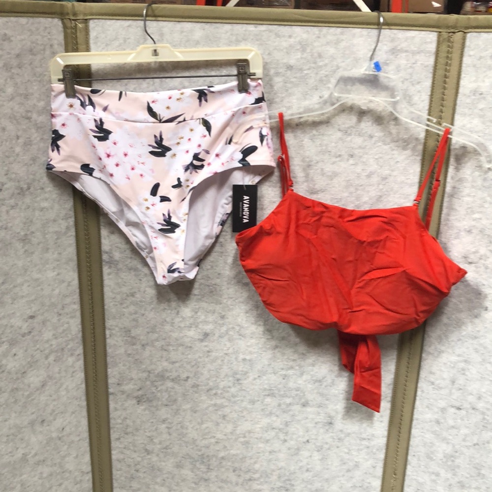 Burnt orange and White Floral Bikini Set NWT